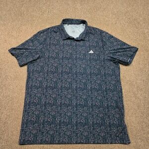 Adidas 365 Ultimate Golf Polo Shirt Mens XL Blue Geometric Short Sleeve AOP